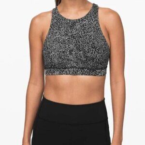 Lululemon High Neck Black White Spotted Energy Sports Bra
